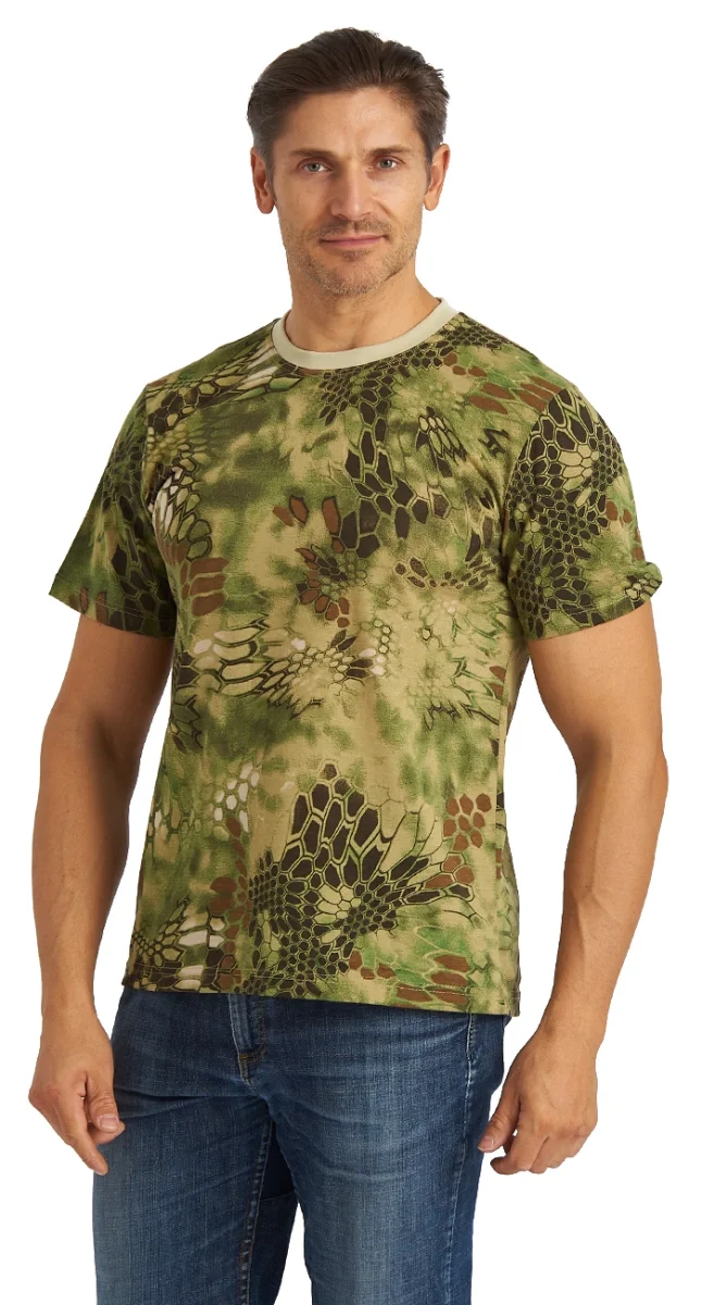Футболка кмф "Питон Wood" зеленый - фото 1