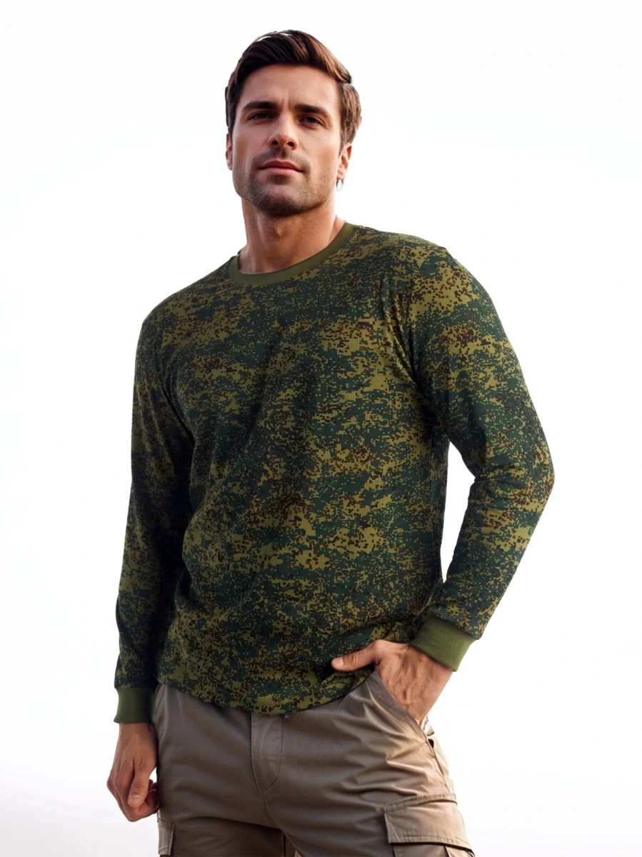 Футболка кмф с длинными рукавами "Цифра зеленая" - фото 1