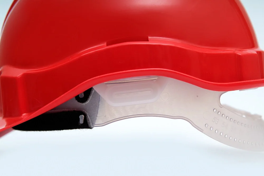 Каска защитная ЕЛАНПЛАСТ ЕВРОПА красная (ленточное оголовье) - фото 3