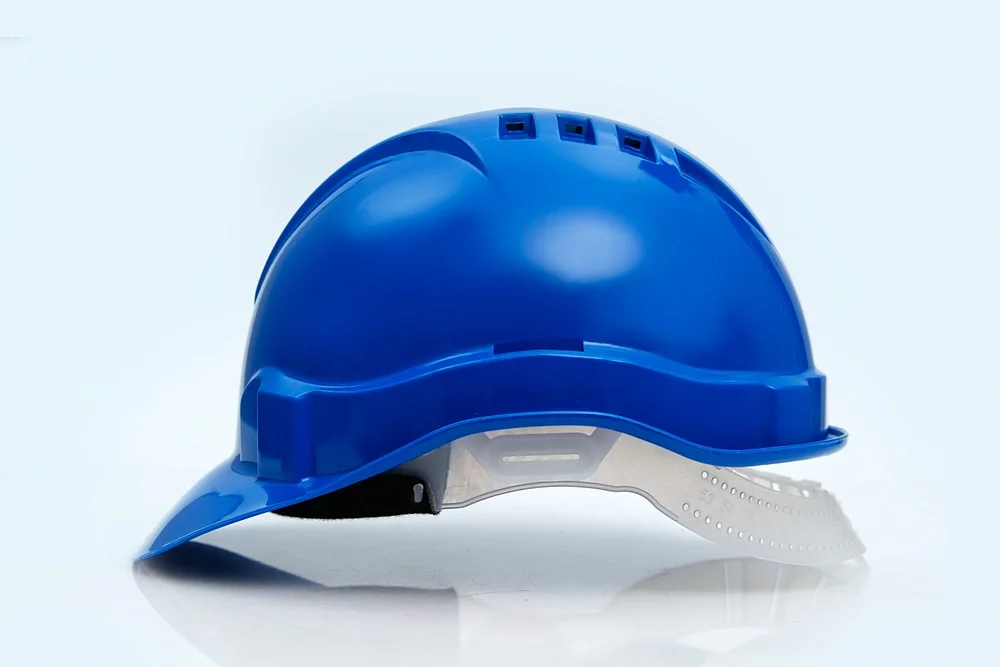 Каска защитная ЕЛАНПЛАСТ ЕВРОПА синяя (ленточное оголовье) - фото 2