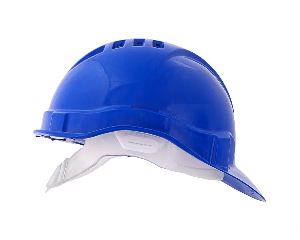 Каска защитная ЕЛАНПЛАСТ ЕВРОПА синяя (ленточное оголовье) - фото 8