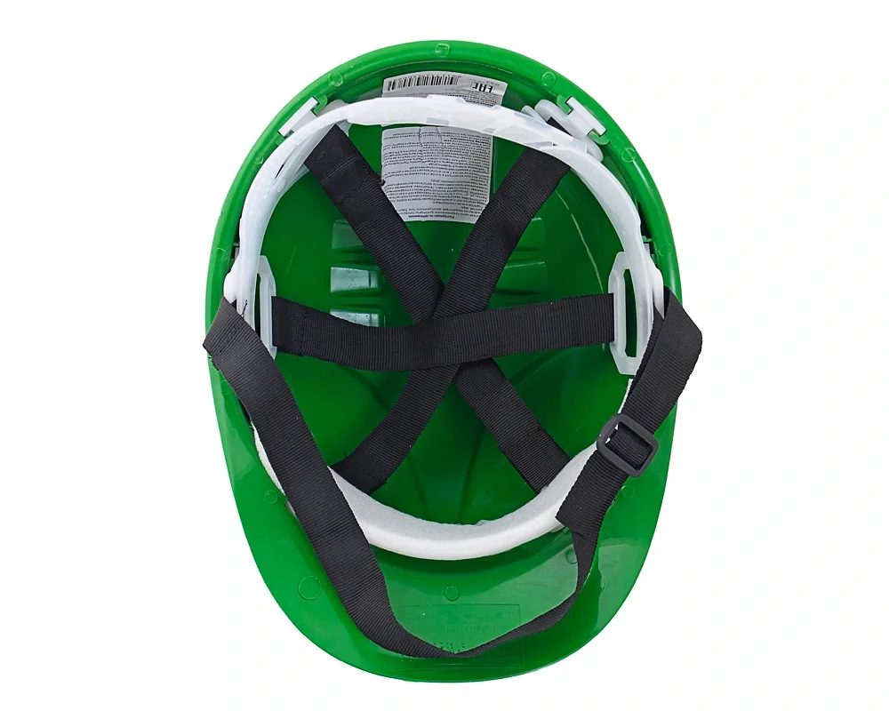 Каска защитная ЕЛАНПЛАСТ ЕВРОПА зеленая (ленточное оголовье) - фото 8