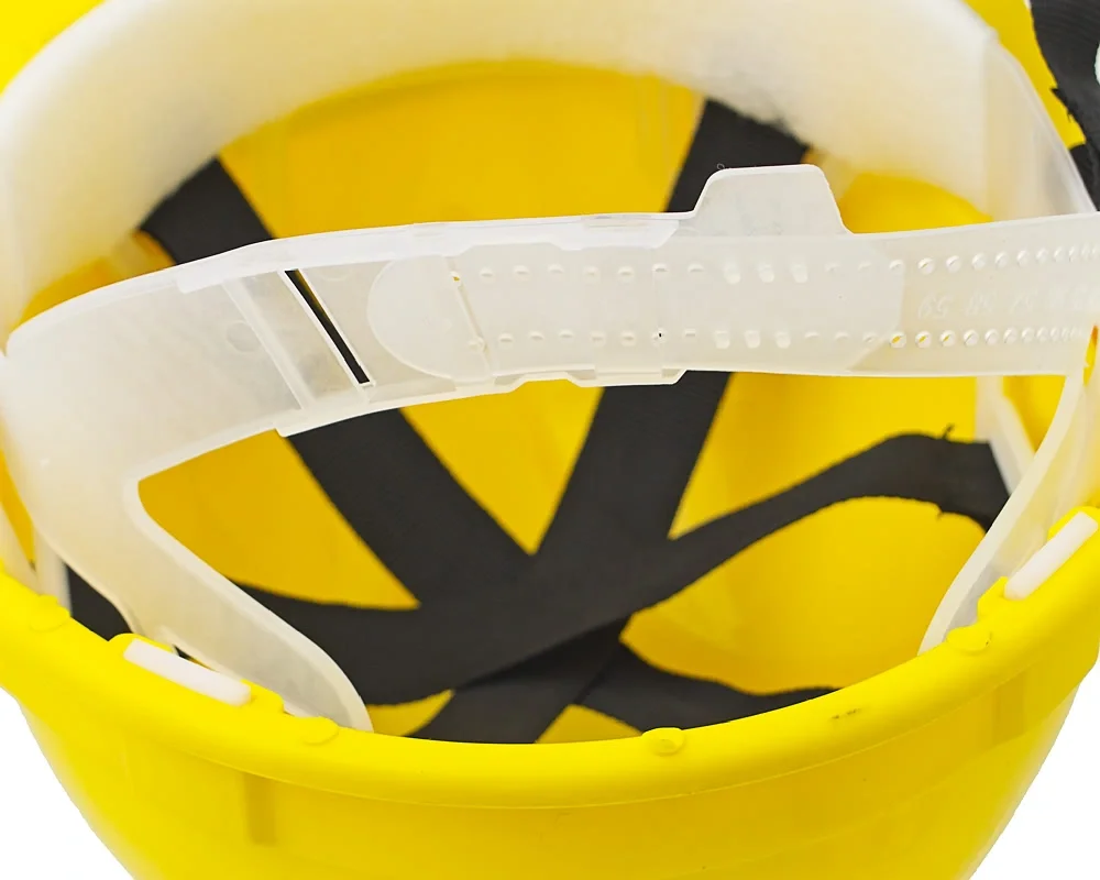 Каска защитная ЕЛАНПЛАСТ ЕВРОПА желтая (ленточное оголовье) - фото 4