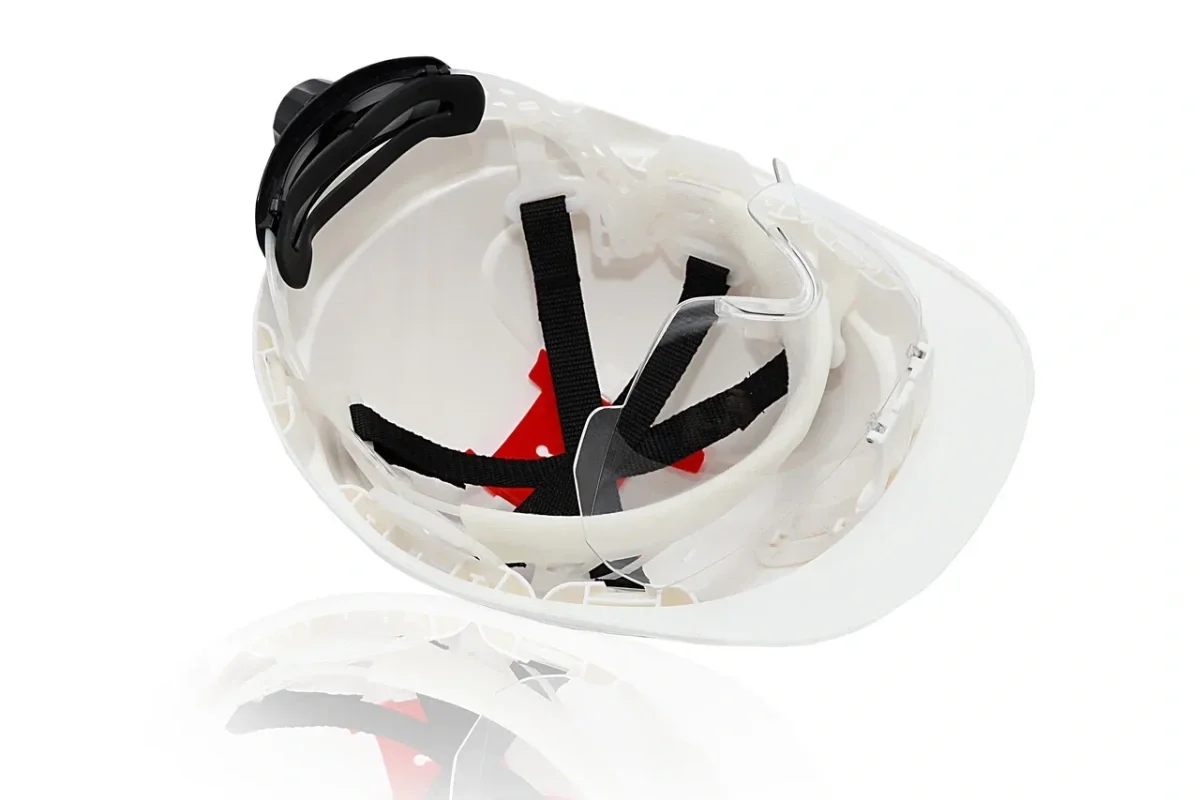 Каска защитная ЕЛАНПЛАСТ ФОРВАРД со встроенными очками оранжевая - фото 6