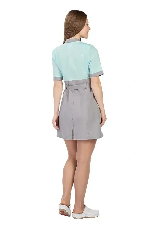 Халат медицинский женский серый/мята "Мария", тиси РАСПРОДАЖА 20% - фото 4