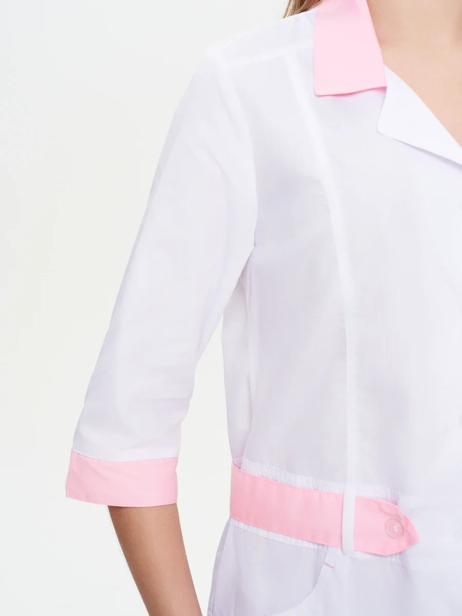 Халат женский "Фарма" белый с розовым СКИДКА 20% - фото 5