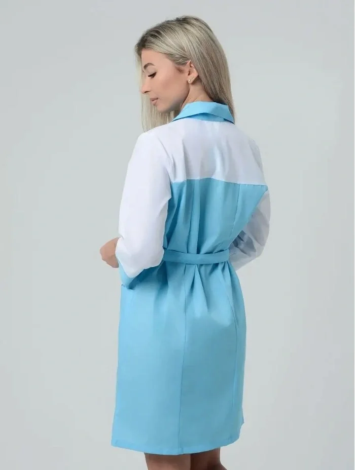 Халат женский "Катрин" белый с голубым - фото 13