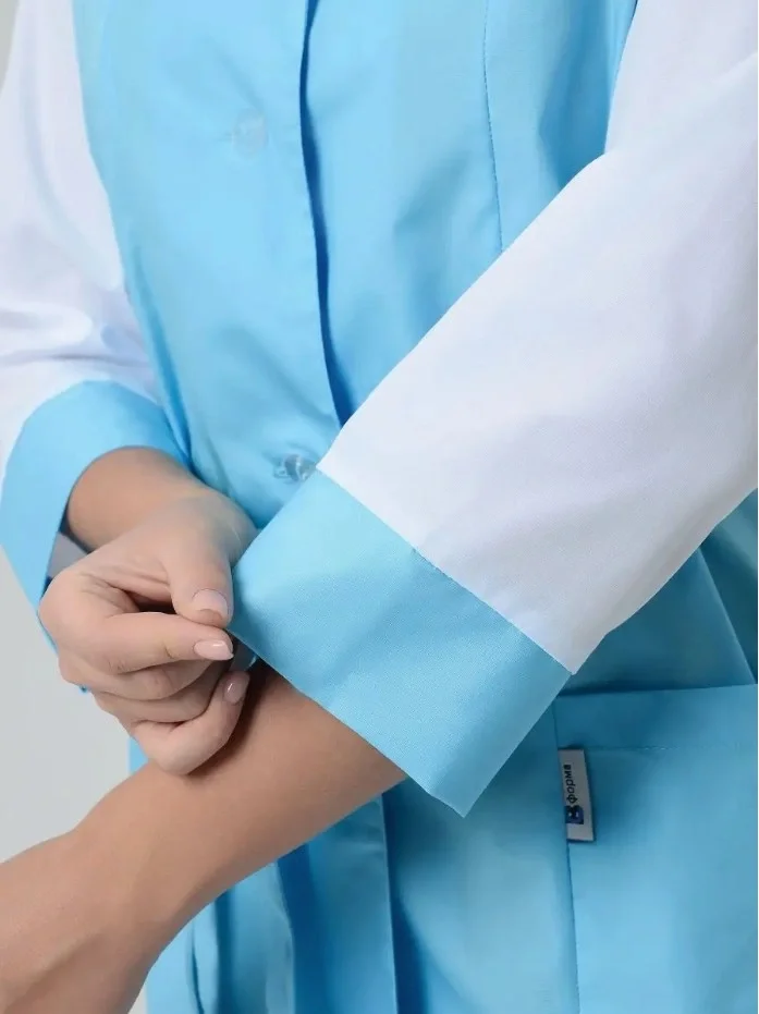 Халат женский "Катрин" белый с голубым - фото 16