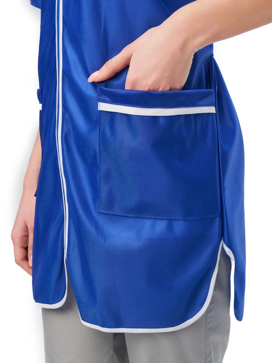 Халат женский нейлоновый (кор. рукав) васильковый - фото 5