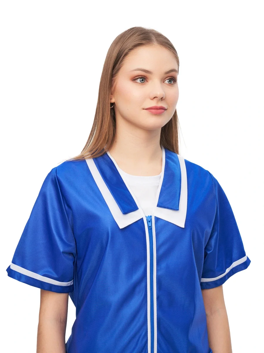 Халат женский нейлоновый (кор. рукав) васильковый - фото 7