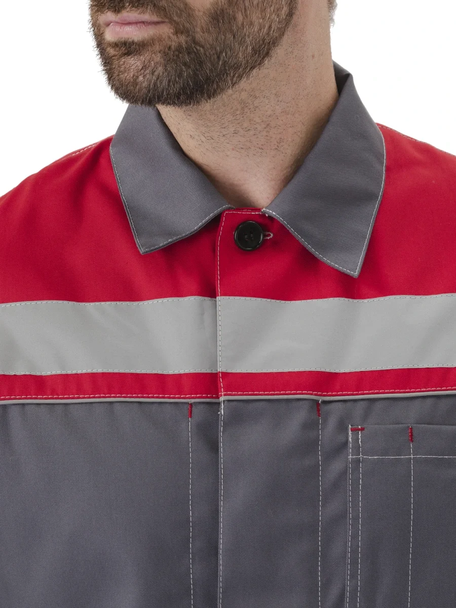 Костюм "УДАРНИК" куртка/брюки Т.СЕРЫЙ/КРАСНЫЙ - фото 3