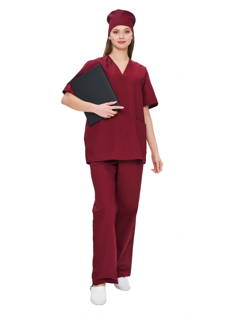 Костюм Хирургический (универсальный) бордовый - фото 8