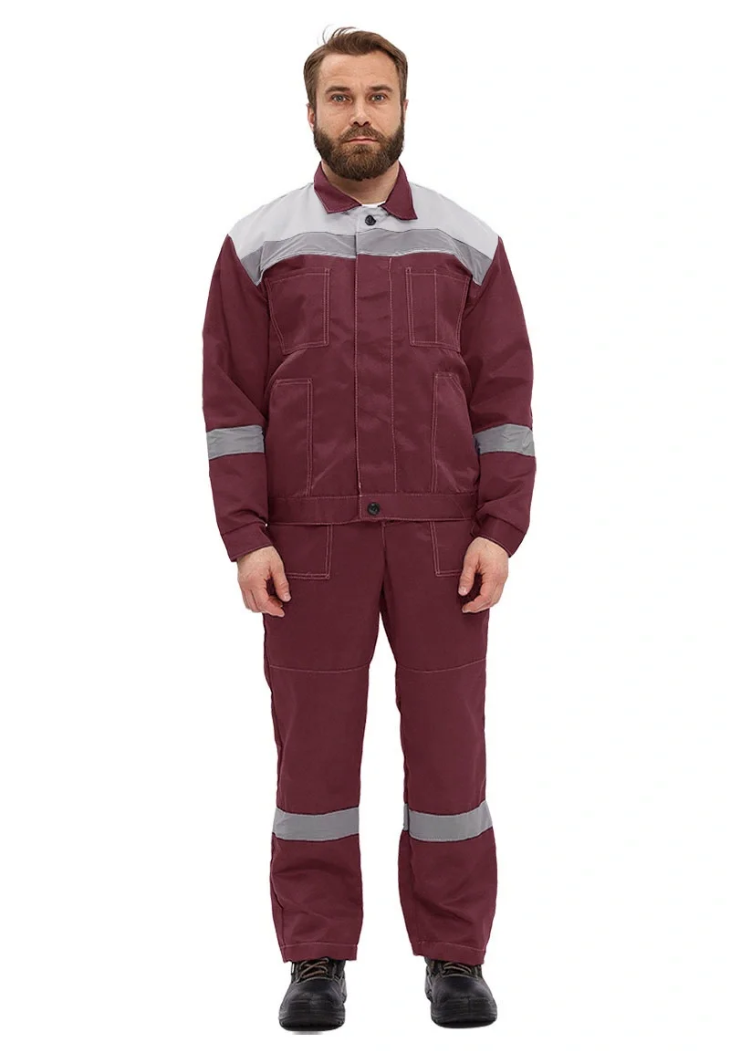 Костюм "ЛЕГИОН" куртка/полукомб. БОРДОВЫЙ/СЕРЫЙ - фото 3