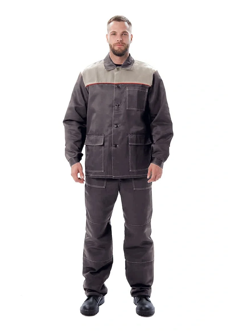 Костюм мужской "Дамаск" летний Т.СЕРЫЙ/СВ.СЕРЫЙ/КРАСНЫЙ - фото 2