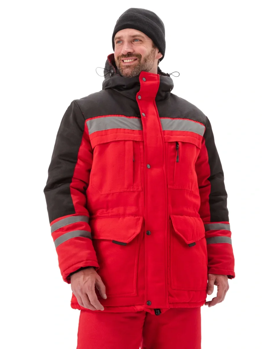 Костюм зимний "ЗИМНИК" куртка/брюки, цвет: красный/черный - фото 1