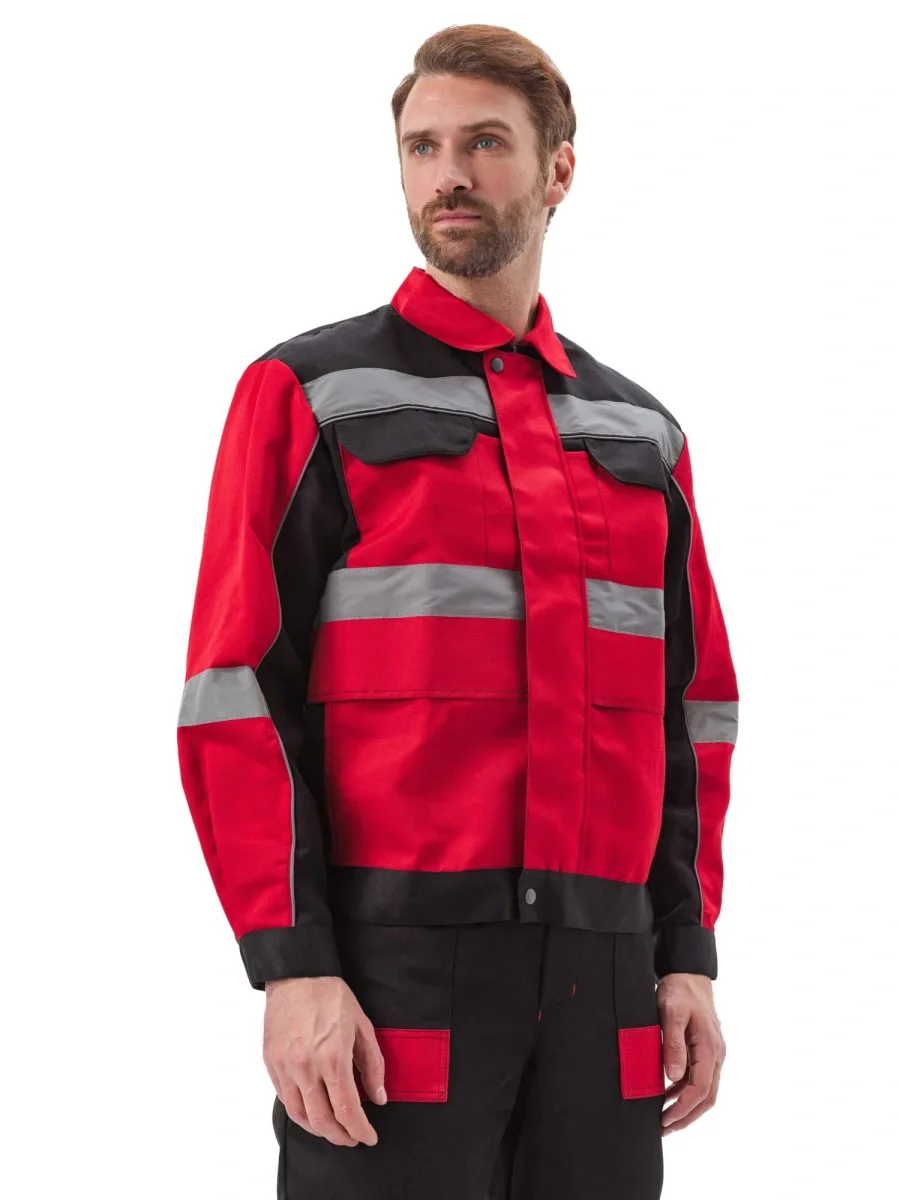 Костюм "РЕСПЕКТ" куртка/полукомб. цвет: КРАСНЫЙ/ЧЕРНЫЙ - фото 1