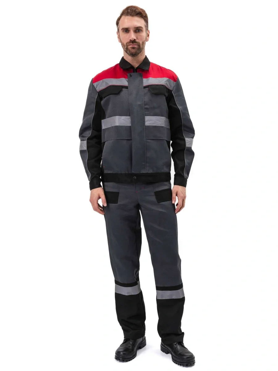 Костюм "РЕСПЕКТ" куртка/полукомб. цвет: СЕРЫЙ/ЧЕРНЫЙ - фото 3