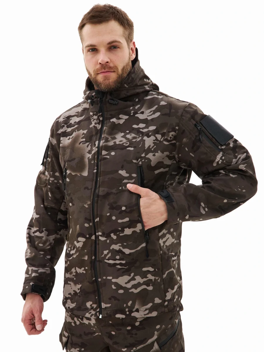 Костюм "ВЕПРЬ" куртка/брюки, цвет: кмф "Мультикам черный", ткань: Полофлис - фото 1