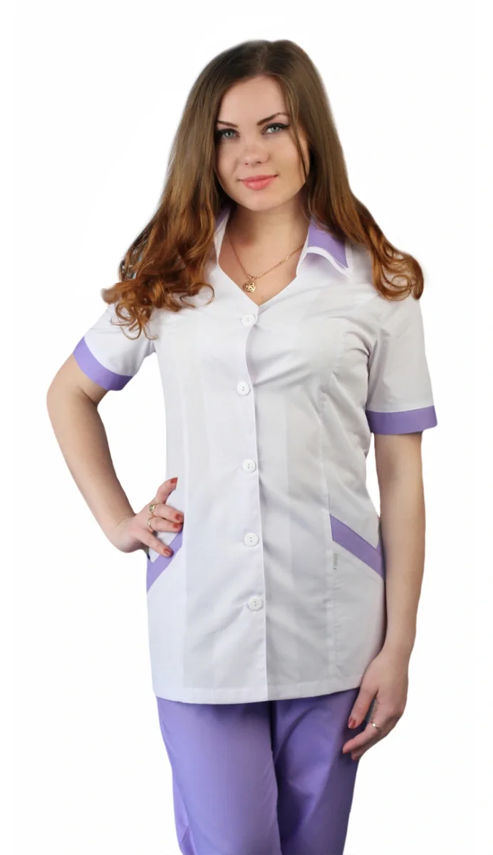 Костюм женский "Амелия" белый с сиреневым* СКИДКА 40% - фото 1