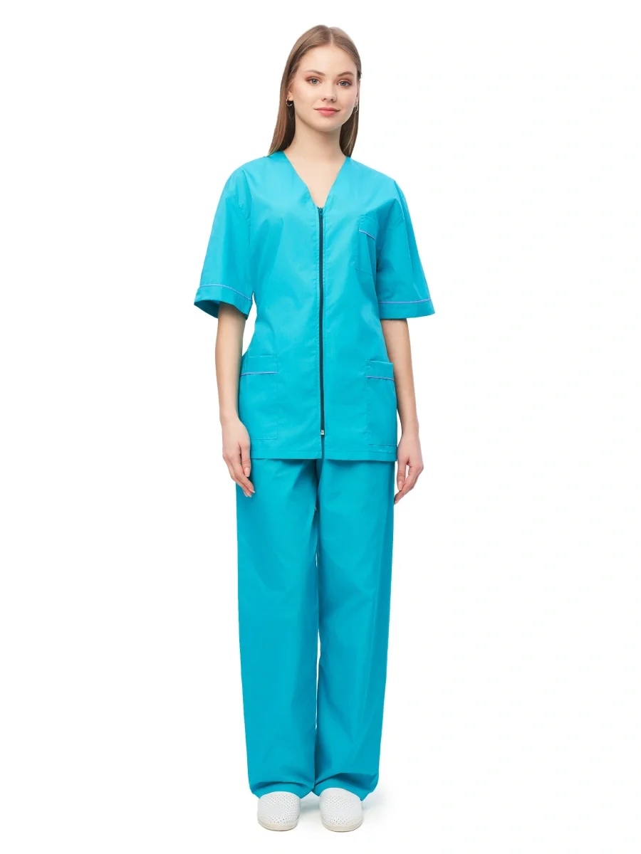 Костюм женский "Глория" бирюзовый с сиреневым - фото 2