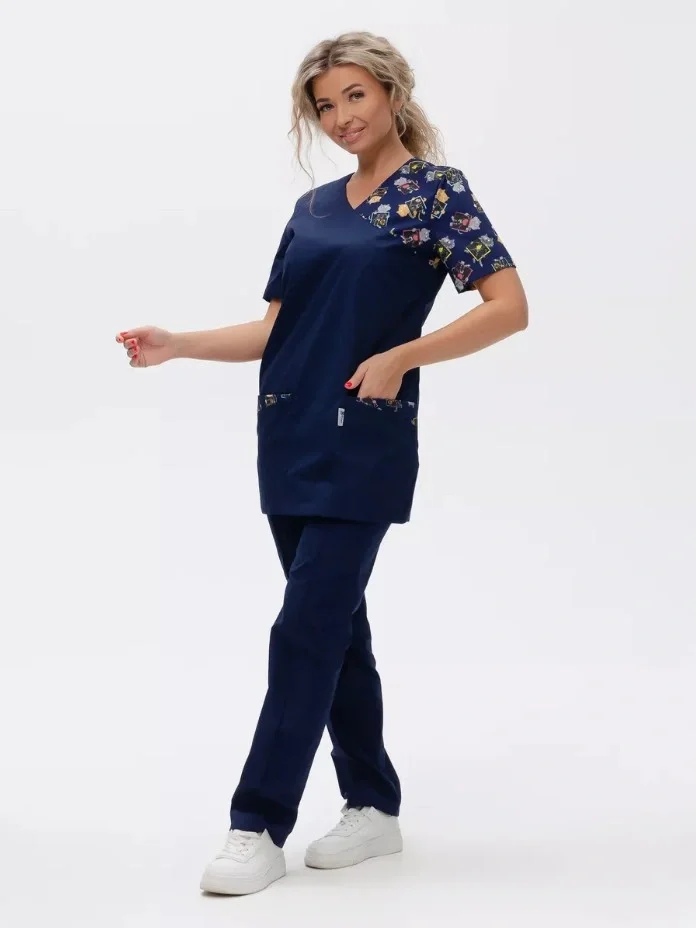 Костюм женский "Котики" т.-синий - фото 5