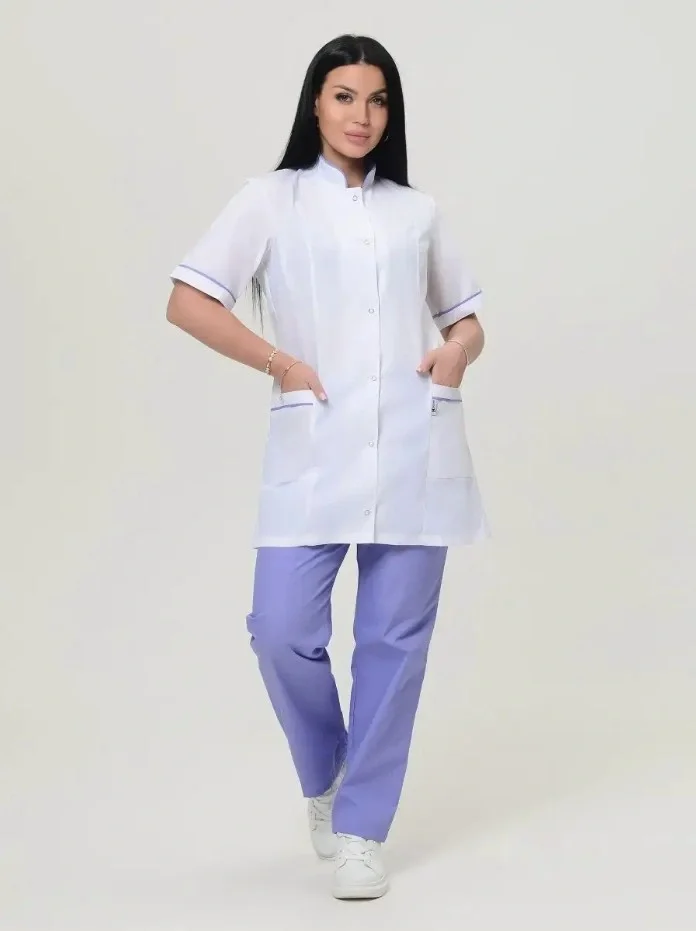 Костюм женский "Лея" белый с сиреневым - фото 1