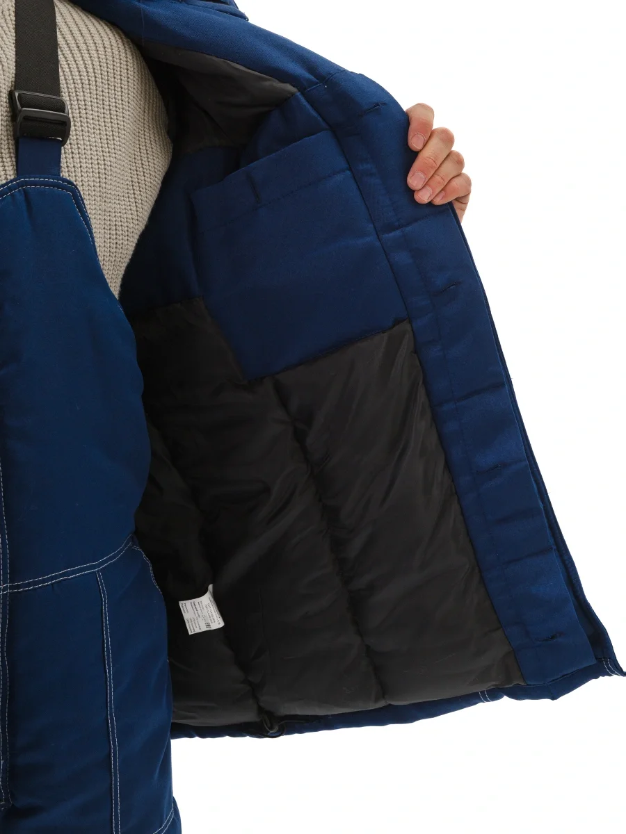 Костюм зимний "ВЬЮГА" куртка/полукомб. цвет: т.синий/оранжевый - фото 3