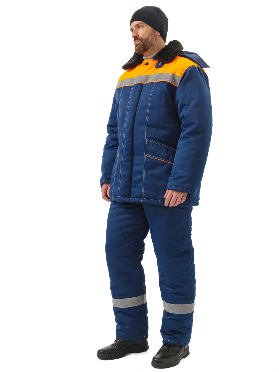 Костюм зимний "ВЬЮГА" куртка/полукомб. цвет: т.синий/оранжевый - фото 7