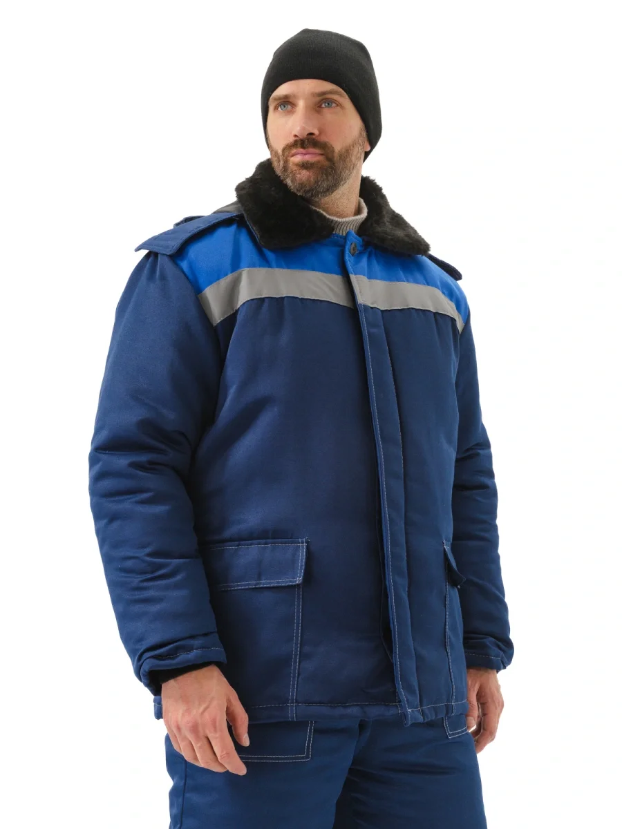 Куртка зимняя "УРАЛ" цвет: т.синий/василек - фото 1