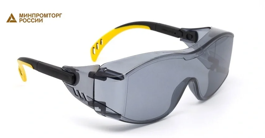 Очки защитные открытые поликарбонатные ЕЛАНПЛАСТ ПРАКТИК дымчатые (ОЧК303) - фото 1