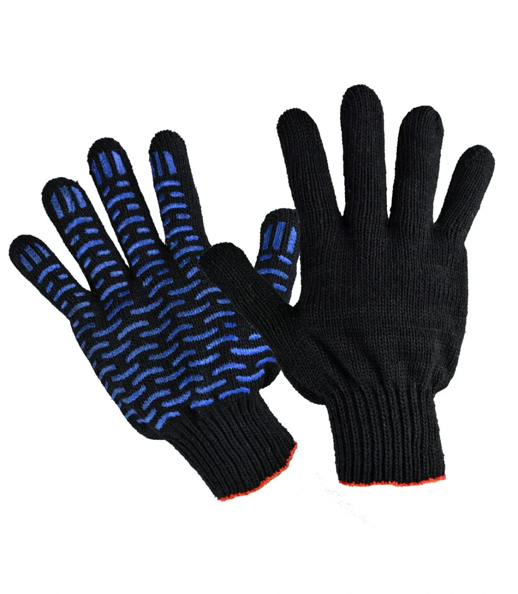 Перчатки х/б Профи-Люкс ПВХ-Волна черные 7,5кл