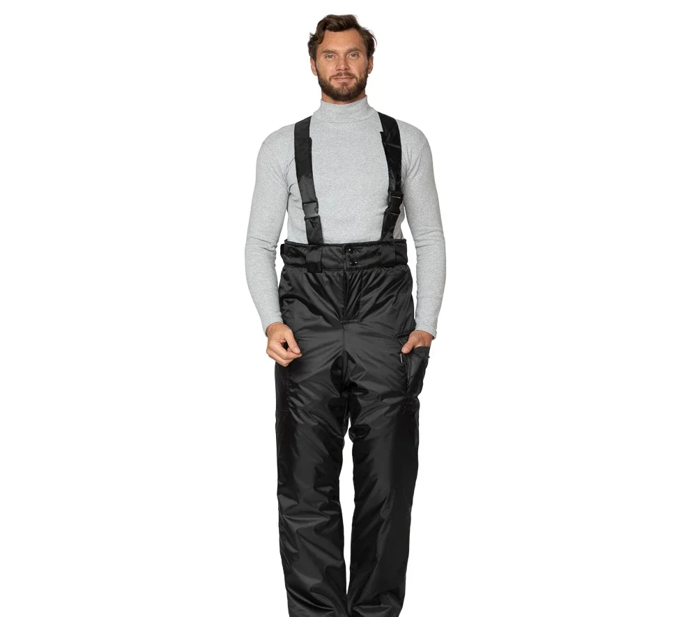 Брюки мужские утеплённые "Альфа" со съемными бретелями на фастексах чёрные - фото 3