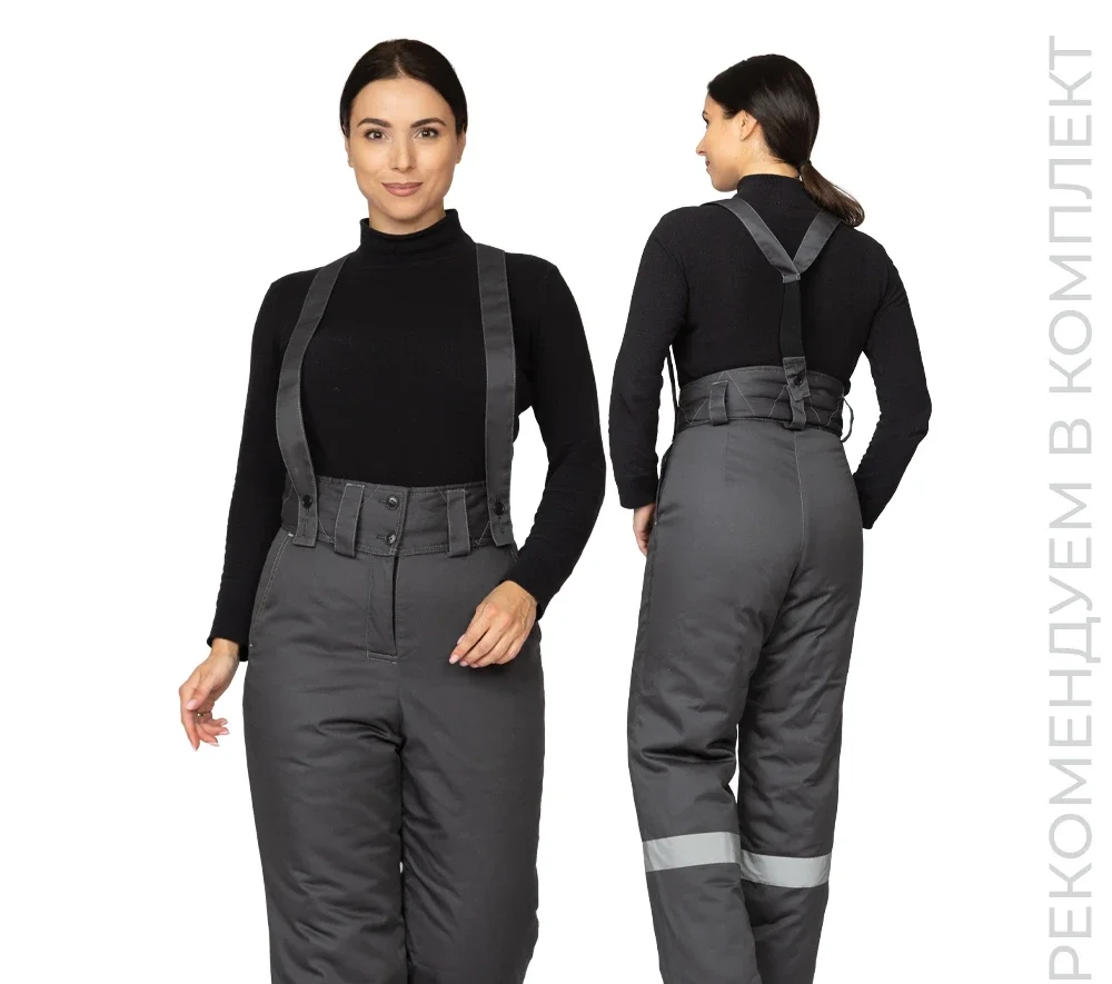 Брюки женские утеплённые "Профессионал" тёмно-серые - фото 1