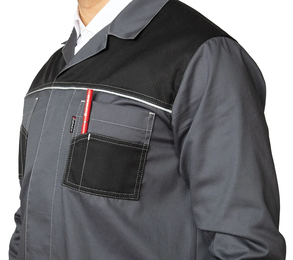 Халат мужской "Бренд 2020" серый/чёрный - фото 7