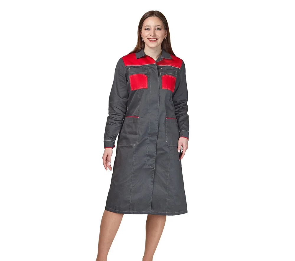 Халат женский "Бренд 2020" серый/красный - фото 3