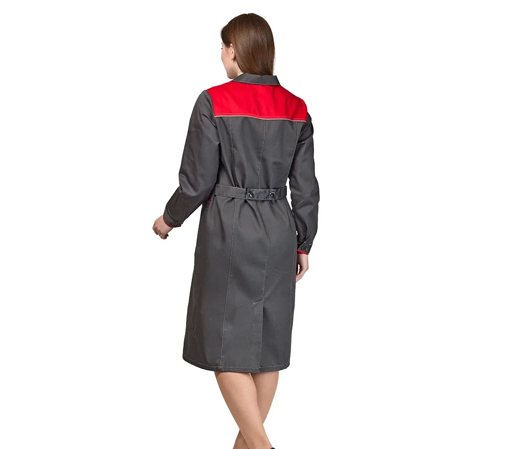 Халат женский "Бренд 2020" серый/красный - фото 4