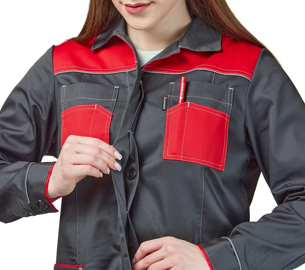 Халат женский "Бренд 2020" серый/красный - фото 7