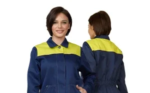 Халат женский "Пантеон" синий/жёлтый из облегчённой ткани - фото 6