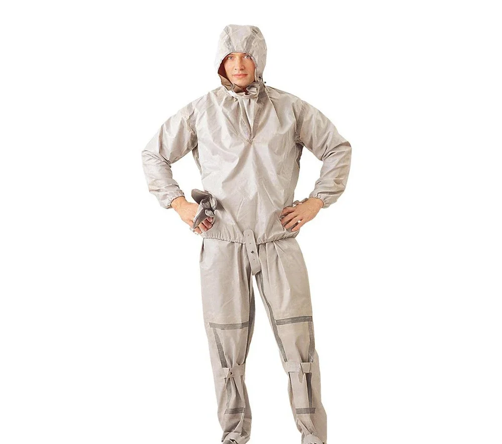 Костюм от химических воздействий "Л-1" серый (куртка с капюшоном, полукомбинезон, перчатки трёхпалые) - фото 1