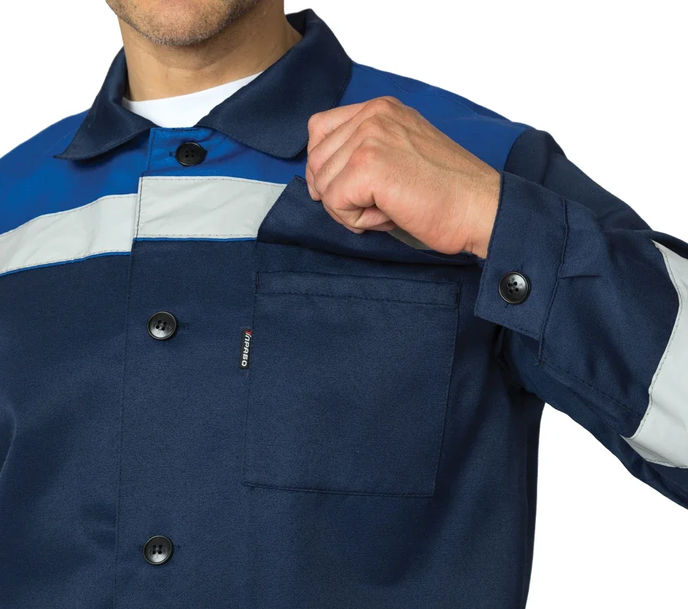 Костюм мужской летний "Стандарт 1 СОП" тёмно-синий/василёк (куртка и брюки) - фото 9