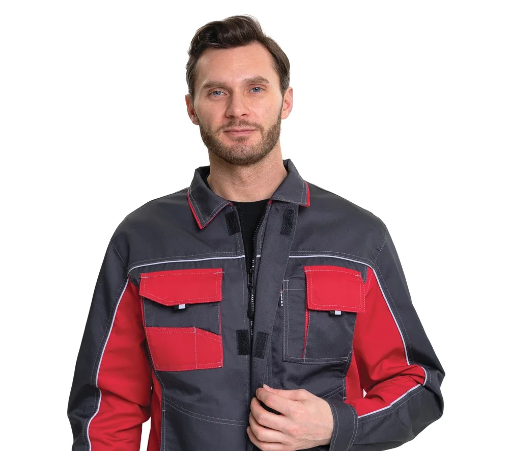 Костюм мужской "Бренд 2 2020" тёмно-серый/красный (куртка и полукомбинезон) - фото 13