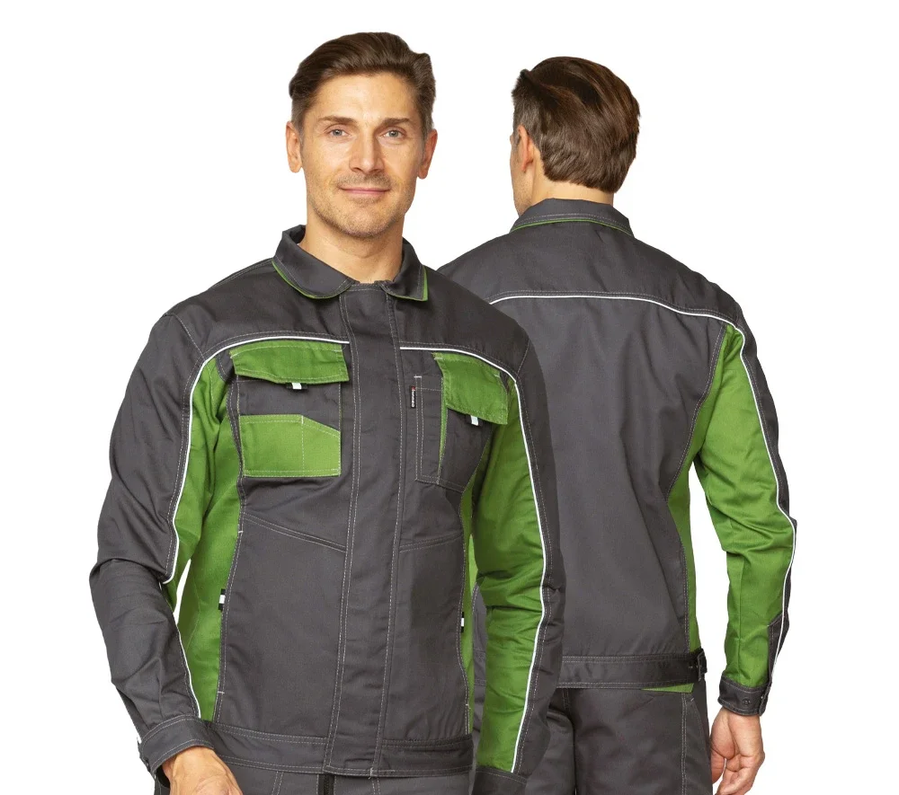 Костюм мужской "Бренд 2 2020" тёмно-серый/зелёный (куртка и полукомбинезон) - фото 1