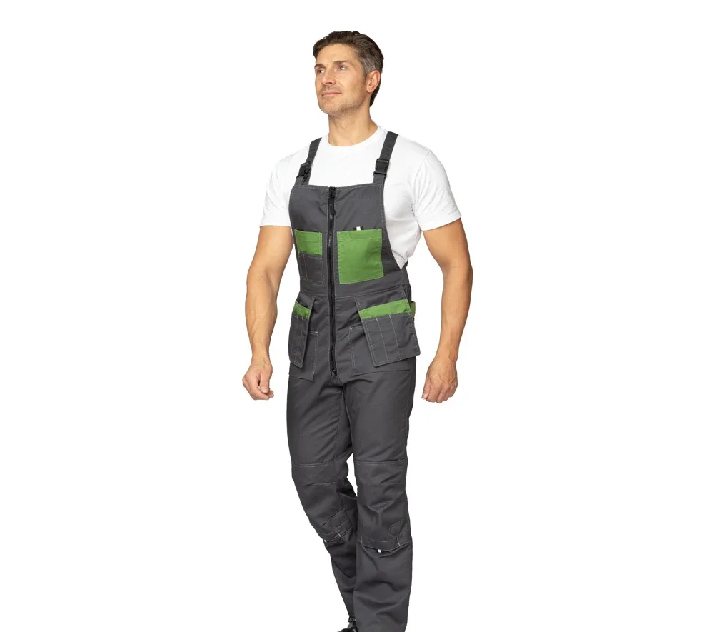 Костюм мужской "Бренд 2 2020" тёмно-серый/зелёный (куртка и полукомбинезон) - фото 13