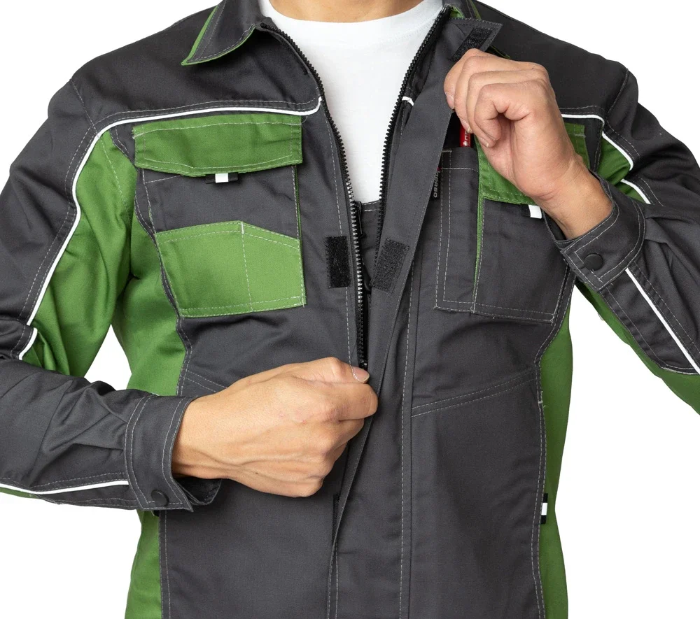 Костюм мужской "Бренд 2 2020" тёмно-серый/зелёный (куртка и полукомбинезон) - фото 21