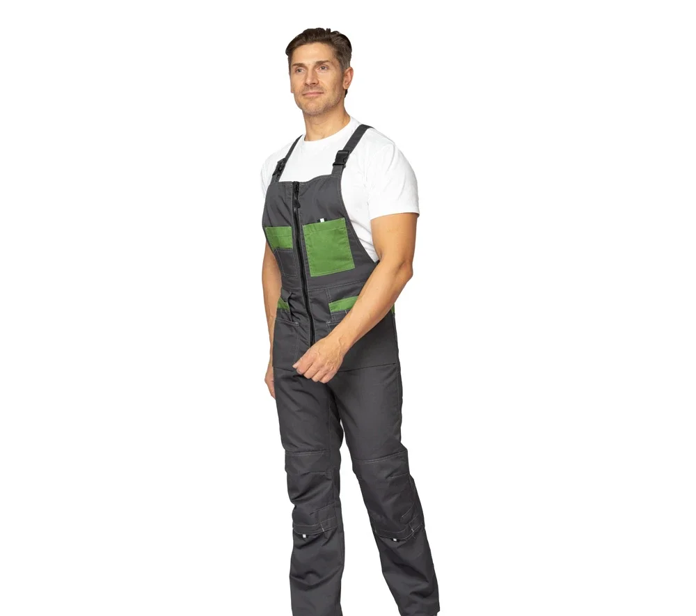 Костюм мужской "Бренд 2 2020" тёмно-серый/зелёный (куртка и полукомбинезон) - фото 8