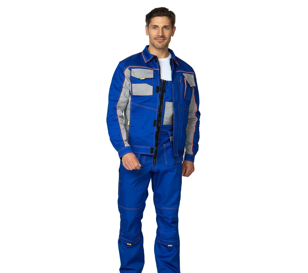 Костюм мужской "Бренд 2 2020" василёк/светло-серый (куртка и полукомбинезон) - фото 4