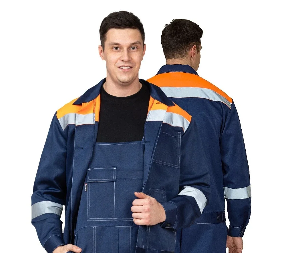 Костюм мужской "Пантеон 2 СОП" синий/оранжевый (куртка и полукомбинезон) - фото 1