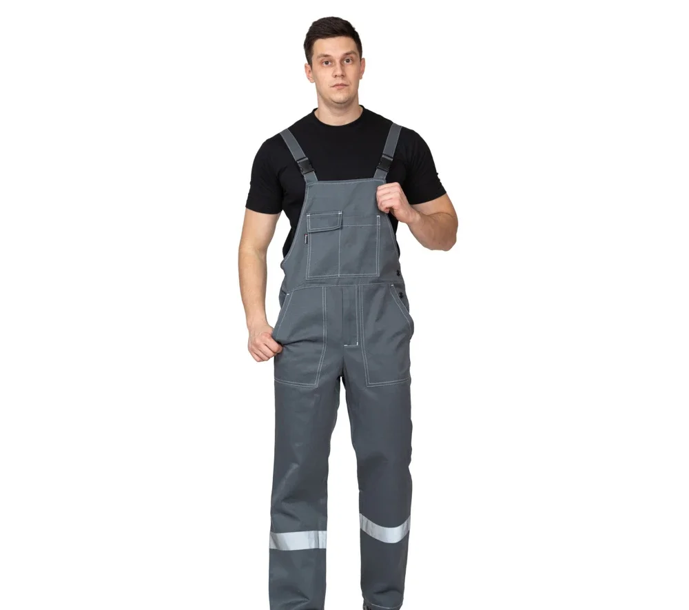 Костюм мужской "Пантеон 2 СОП" тёмно-серый/красный (куртка и полукомбинезон) - фото 5