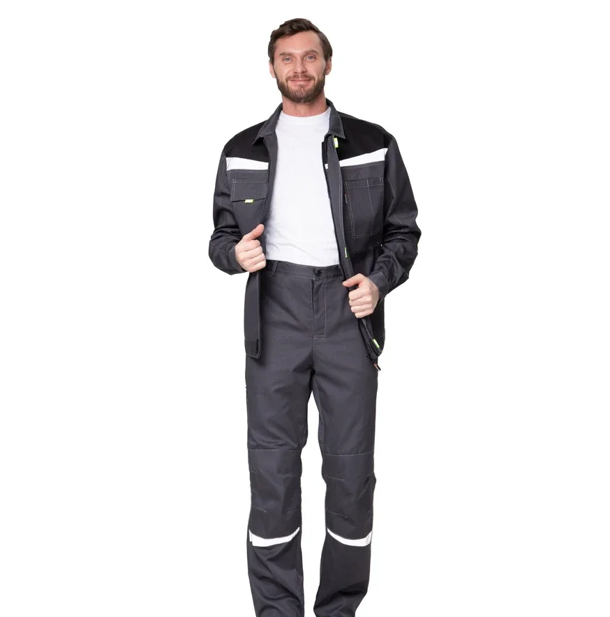 Костюм мужской "Профессионал 1" серый/чёрный (куртка и брюки) - фото 4