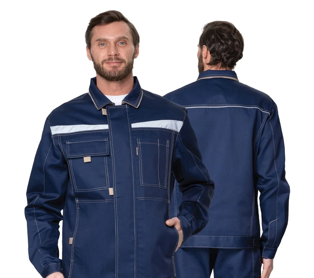 Костюм мужской "Профессионал 1" синий/бежевый (куртка и брюки) - фото 1